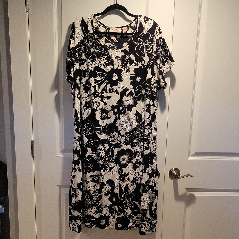 Floral Black and White Dress